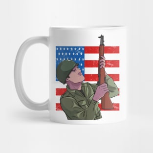 Memorial Day Army Soldier American Flag Mug